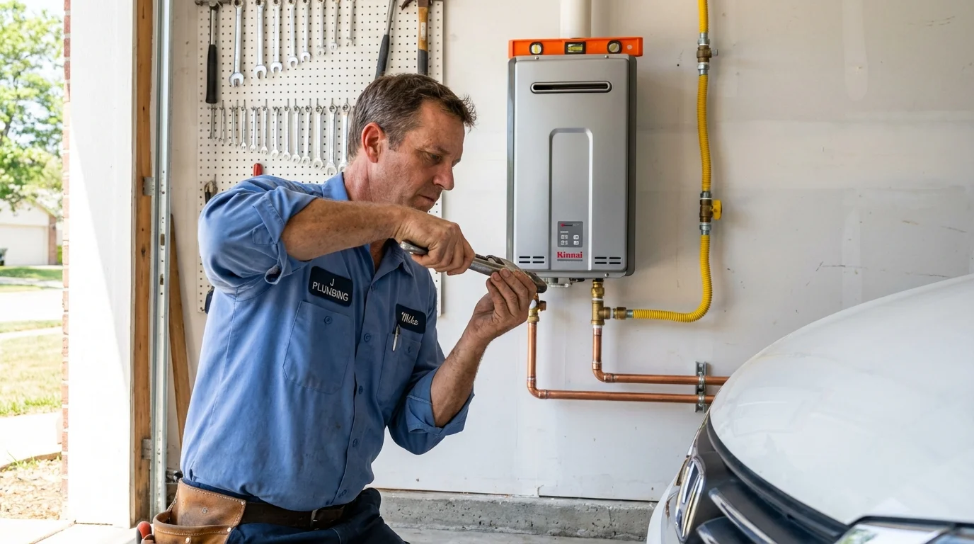 Tankless water heater installation by a Johns Plumbing LLC plumber in Gray
